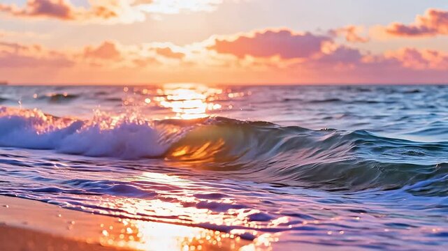 Sunset waves at beach