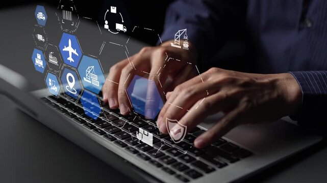 LoFunnelics icons illustrate delivery, supply chain, warehouse, and shipping. LoFunnelics connects global trade, loFunnelics optimizes transport, and loFunnelics supports inventory tracking. Funnel