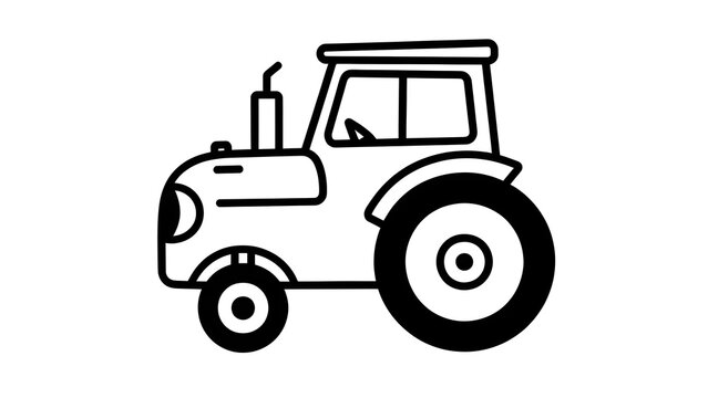 Simple linear vector illustration of a farm tractor for agriculture and industrial machinery concepts