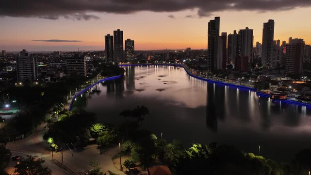 Sunset Campina Grande Skyline In Campina Grande Paraiba Brazil. Amazing Skysrapers And Traffic On Street Viewed From Above. Building Metropole Landscape Company Building Amazing.