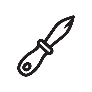black and white illustration of an oyster shucking knife