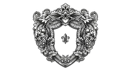 Vintage Ornate Shield with Fleur de Lis Emblem © Bakol