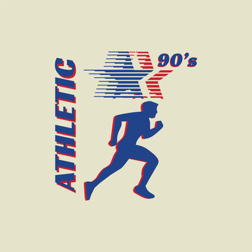 Runner Athlete in Retro Theme 90's Scene Perfect for Print, Apparel, Sticker, etc