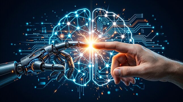 Human and robotic brain connection technology.