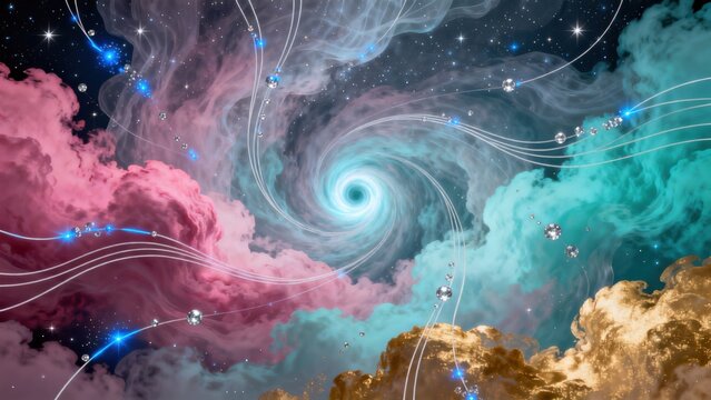 Colorful cosmic nebula with stars