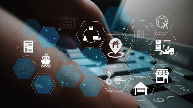 Goods delivery tracking icons show shipping, goods delivery routes, and loFunnelics monitoring. Goods delivery tracking ensures timely goods delivery, secure handling, and accurate tracking. Funnel
