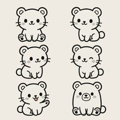 Cute cartoon bear cubs smiling faces. © black