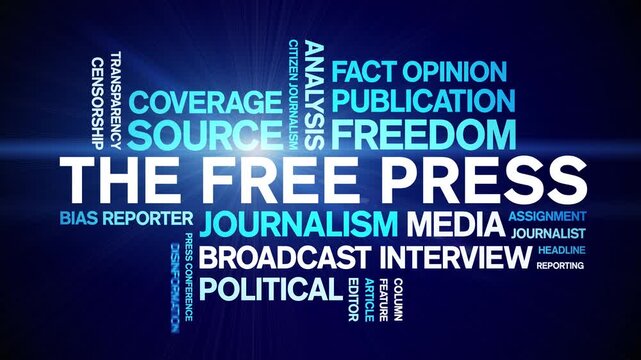 The Free Press animated word cloud-text design animation tag kinetic typography seamless loop.