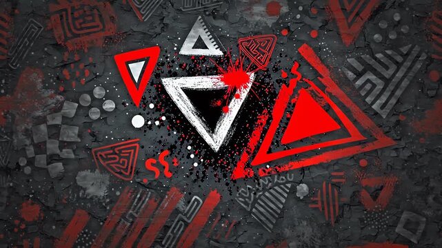 Abstract geometric pattern with red white and black