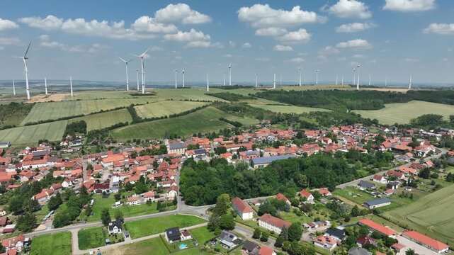 Drone view of Stadt Osterwieck - Dardesheim and Huy in the Harz district, Saxony Anhalt, Germany