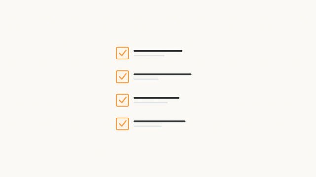 Check List Web Template 4k Animation Bold Line Graphic Vibrant Orange Task Completion UI Page 4K