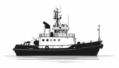 Large tug boat on water surface. © Cctv