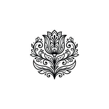 Elegant black floral tattoo design with intricate patterns and details