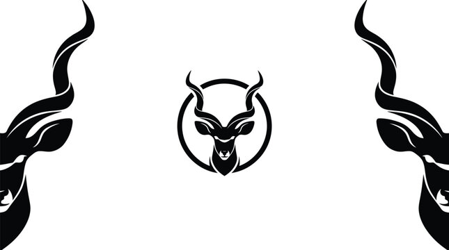 Kudu head is centered within a circular frame as a minimalist logo concept.