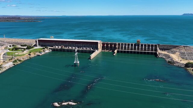 Sobradinho Hydroelectric In Sobradinho Bahia Brazil. Drone Capturing The Hydroelectric Producing Clean Energy. Delta Nature Forest Background Hydrography Bay. Delta Green. Sobradinho Bahia.