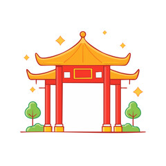 Fototapeta premium Traditional Chinese Archway with Pagoda Roof