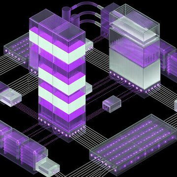 Isometric digital server infrastructure and data center networking with infrastructure isometric technology computing information database connection abstract communication