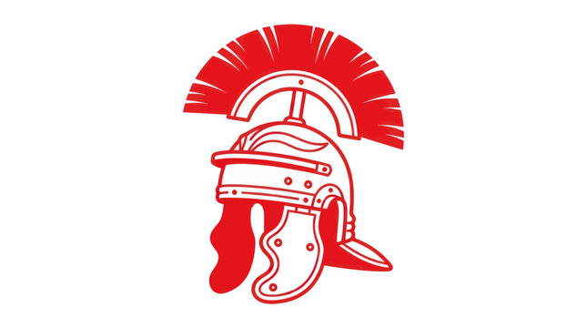 Red Roman Centurion Helmet Emblem Isolated on White Background