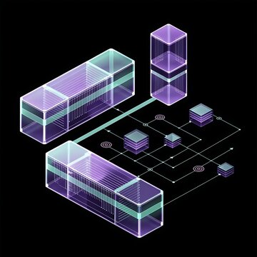 Isometric server racks and distributed computing nodes with computing isometric technology infrastructure database connection information abstract communication processing