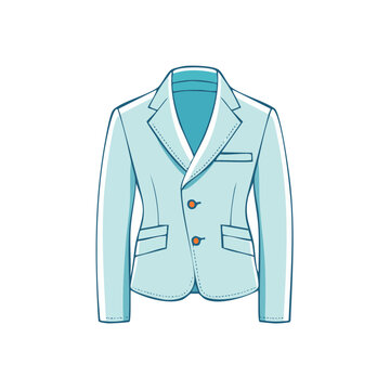 Light blue blazer jacket flat vector illustration