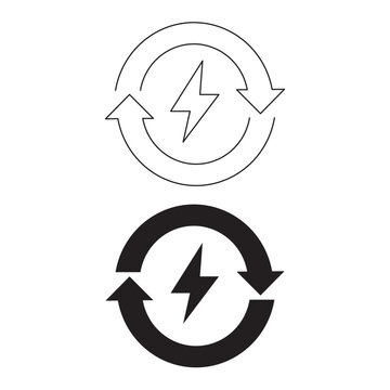 Renewable energy cycle and recycling power vector icon.Editable stroke, Vector illustration, Line art Icon, Symbols.