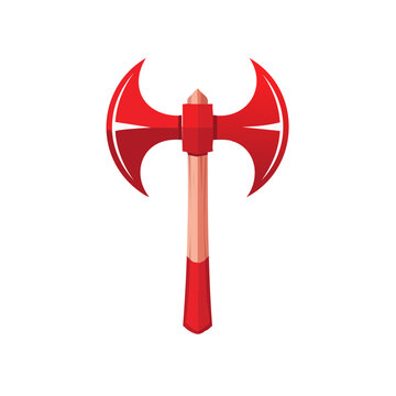 Red double headed axe vector illustration