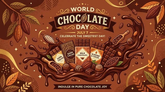 World chocolate day celebration with cocoa products