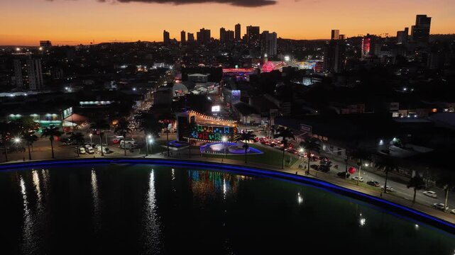 Digital Museum In Campina Grande Paraiba Brazil. Famous Botanical Garden Showing The Around The City. Building Industrial Skyline Bird View Awesome. Sunset. Campina Grande Paraiba.