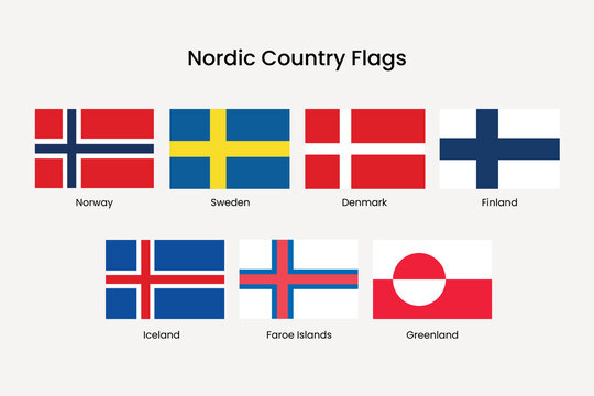 Nordic flags vibrant collection display vector elements