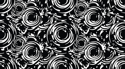 Fototapeta premium Seamless repeating pattern of concentric circular water ripples in contrast black and white style