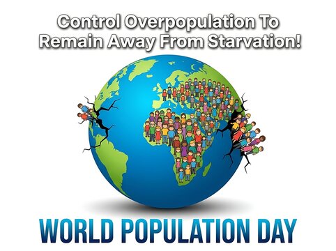 Illustration of overpopulation on earth highlighting world population day and global starvation concerns