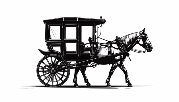 Horse Drawn Carriage Side View.