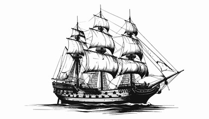 Vintage Sailing Ship Illustration. © Cetak