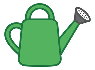 Green watering can vector illustration, garden watering pot icon with spout and handle, plastic gardening tool for plant care and horticulture © Naveed Graphics