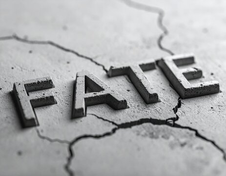 3D word fate on cracked concrete surface.