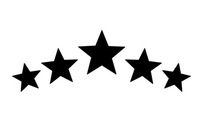 Obraz premium Five black stars in arched shape design element for rating decoration on transparent background success award symbol excellence quality ranking icon achievement sign review victory graphic silhouette.