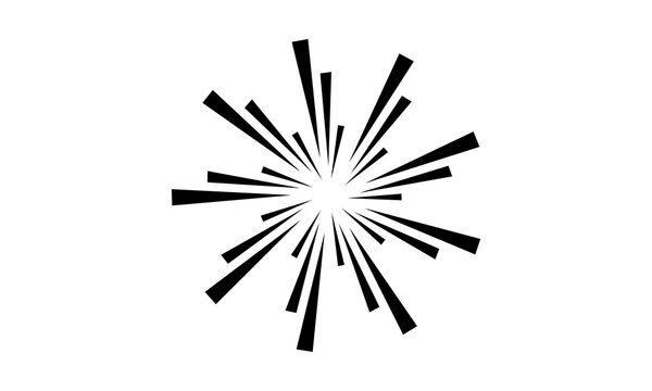 Abstract sunburst radial shape vector illustration isolated on white background geometric design element with sharp lines radiating from center for creative graphic project template style.