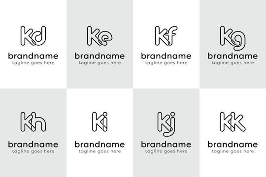 Letters KD KE KF KG KH KI KJ KK Monogram Line Logo