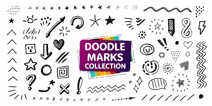 Hand Drawn Doodle Marks Collection White Background Vector Illustration