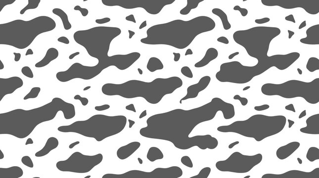 Seamless pattern with irregular dark gray amorphous blobs and organic shapes on white background