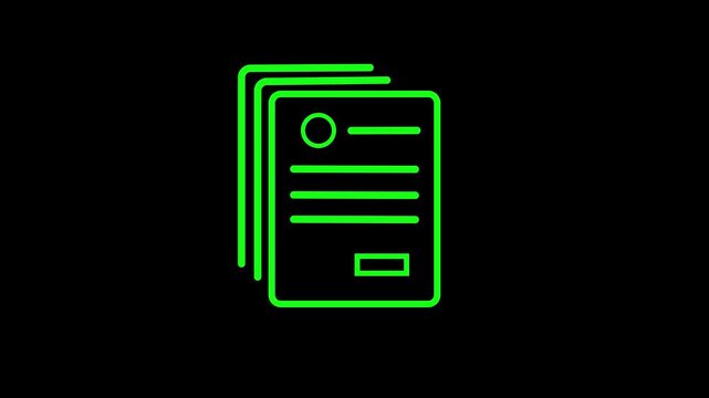 Minimalist line icon representing a stack of documents or application forms in black background