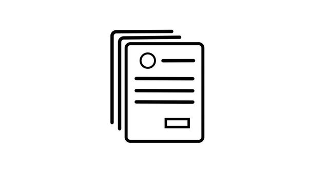 neon Minimalist line icon representing a stack of documents or application forms in black background