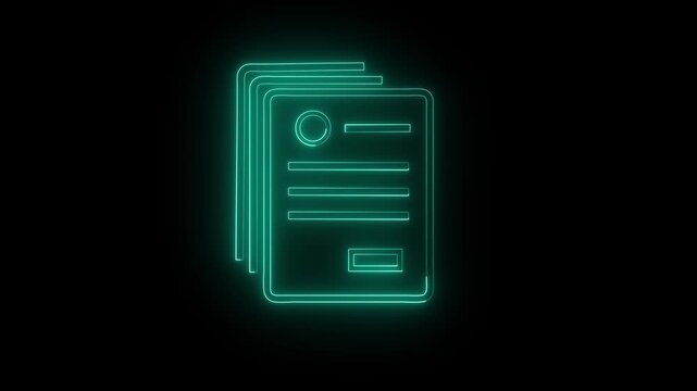 Minimalist line icon representing a stack of documents or application forms in black background