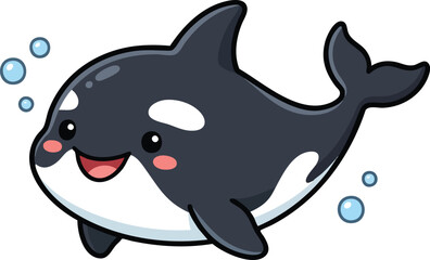 Naklejka premium cute orca happy smile white background