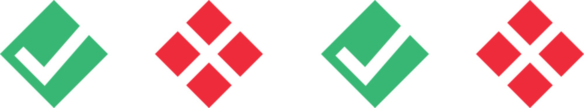 Green checkmarks and red crosses on white background symbolizing choice and decision making