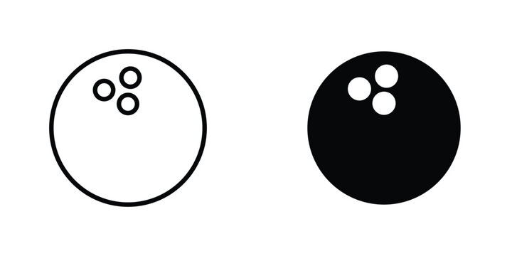 Bowling ball flat Icons in line outline and flat solid style on white background