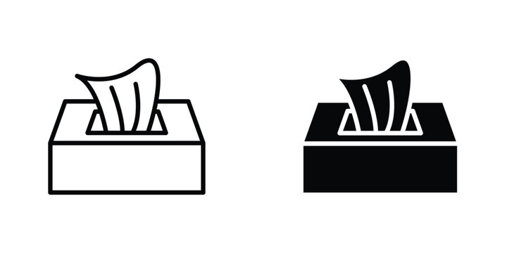 Box tissue flat Icons in line outline and flat solid style on white background
