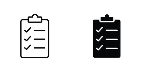 Clipboard flat Icons in line outline and flat solid style on white background © Aronno