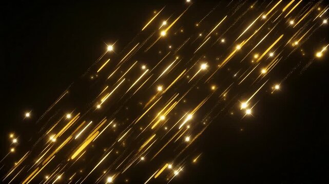 Golden light streaks on black background.