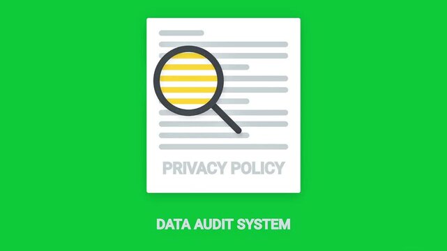 Business concept of data privacy audit and verification with magnifying glass on privacy policy document